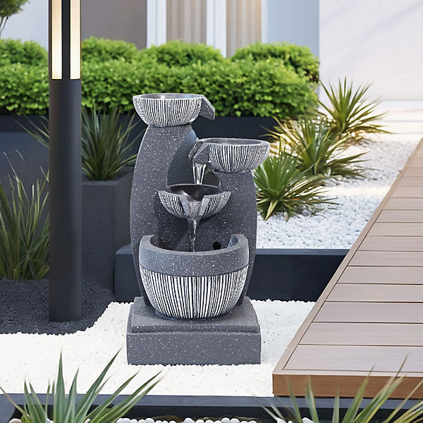 Tier Rockery LED Solar Water Fountain.