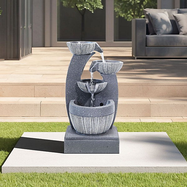 Tier Rockery LED Solar Water Fountain.