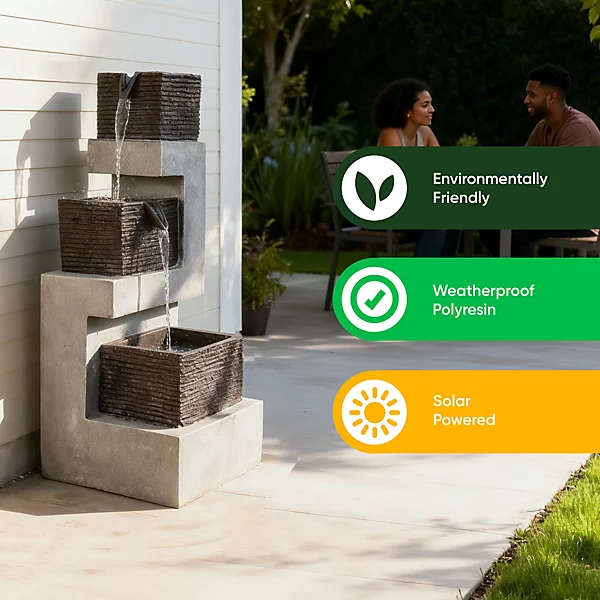 Stacked Blocks Solar Water Fountain.