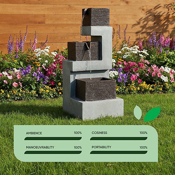 Stacked Blocks Solar Water Fountain.
